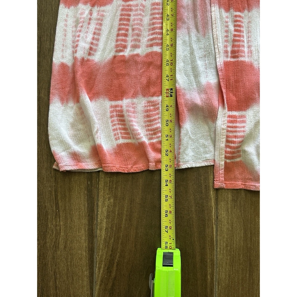 Flying Tomato Pink White Tie Dye Maxi Dress Crochet V-Neck Boho Slit Small - Picture 7 of 8